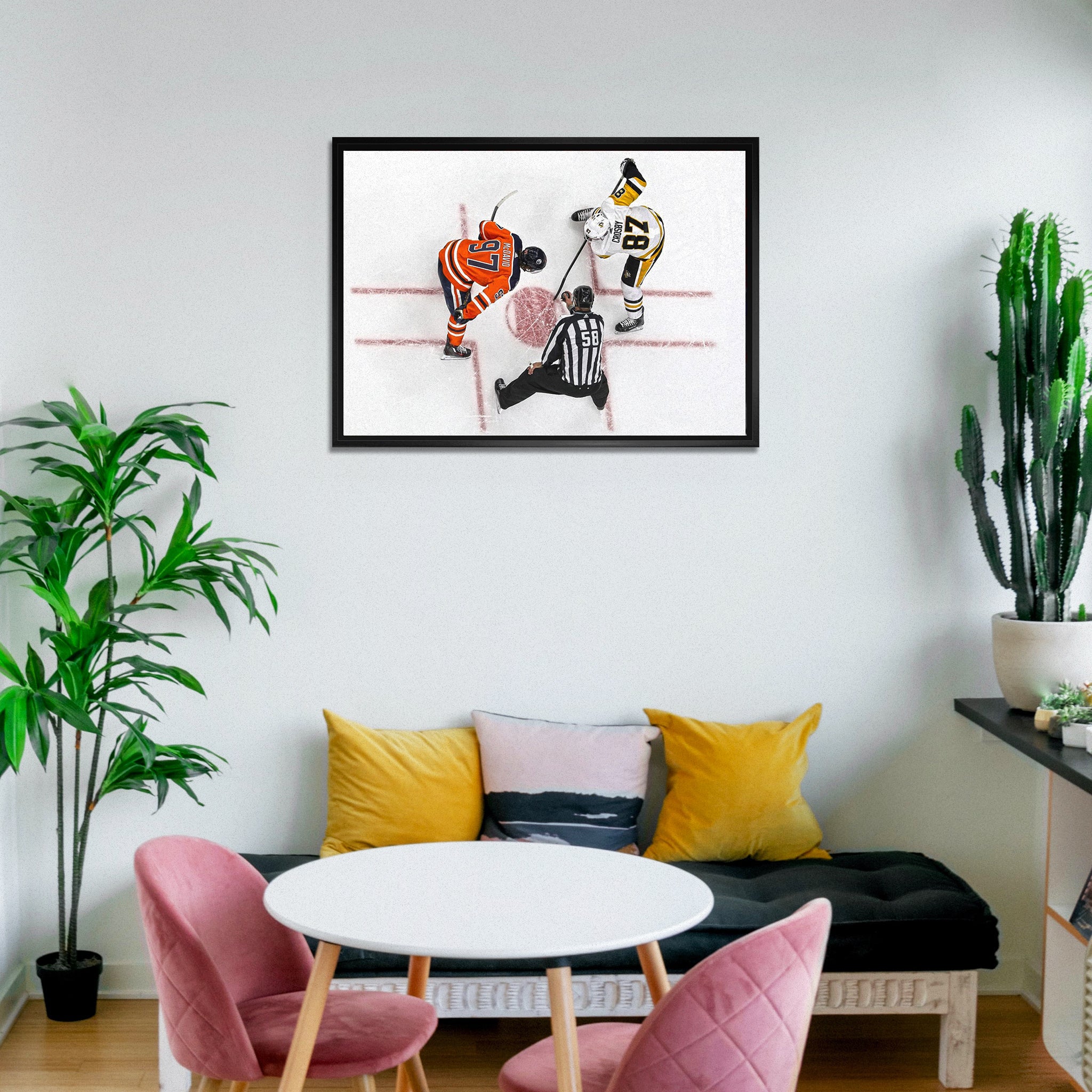 Connor McDavid and Sidney Crosby Framed 20x29 Overhead Face-off