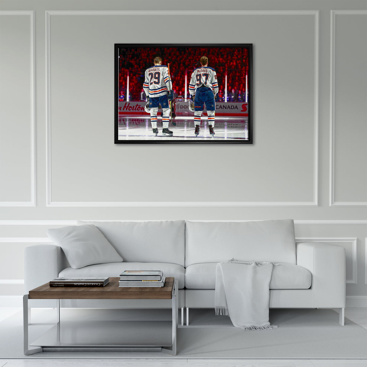 Connor McDavid and Leon Draisaitl Edmonton Oilers Framed 20x29 Line-Up Canvas