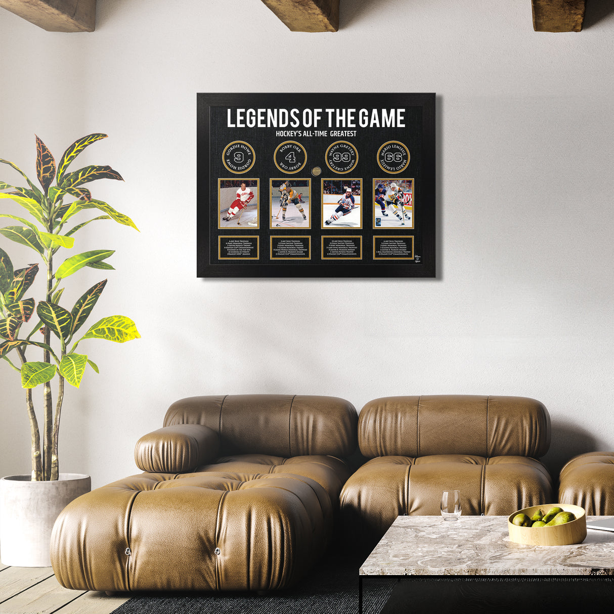 Legends of Hockey: Howe, Orr, Gretzky, Lemieux - Framed Collage