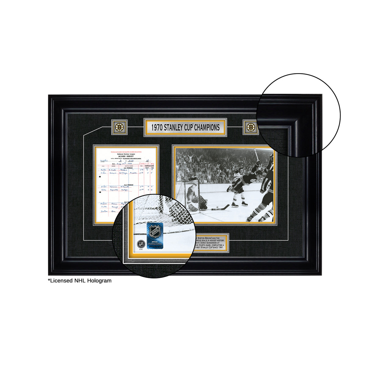 Bobby Orr Boston Bruins Framed 1970 Stanley Cup "The Goal" Scoresheet Collage