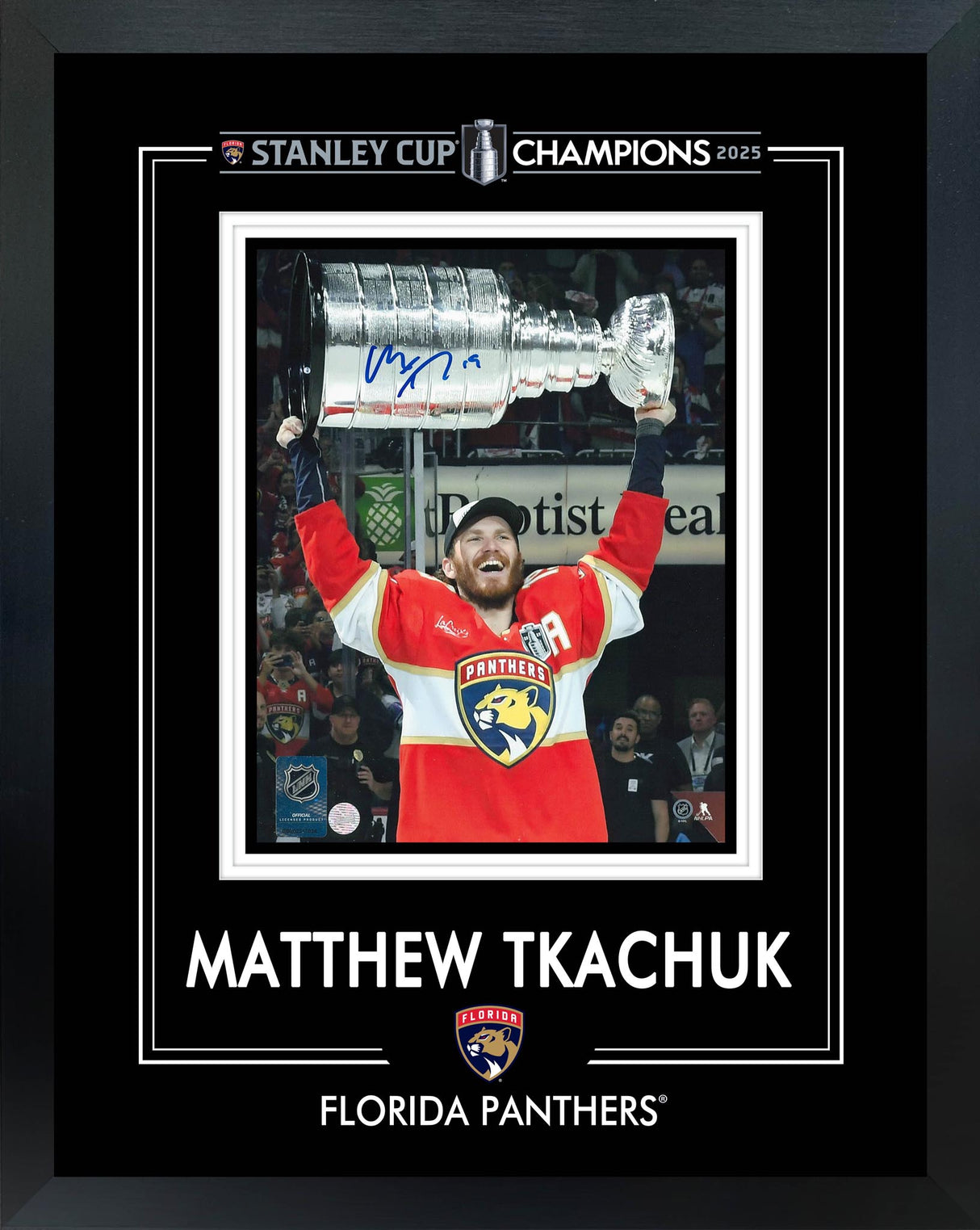 Matthew Tkachuk Signed 8x10 PhotoGlass Frame Panthers 2025 Stanley Cup-V