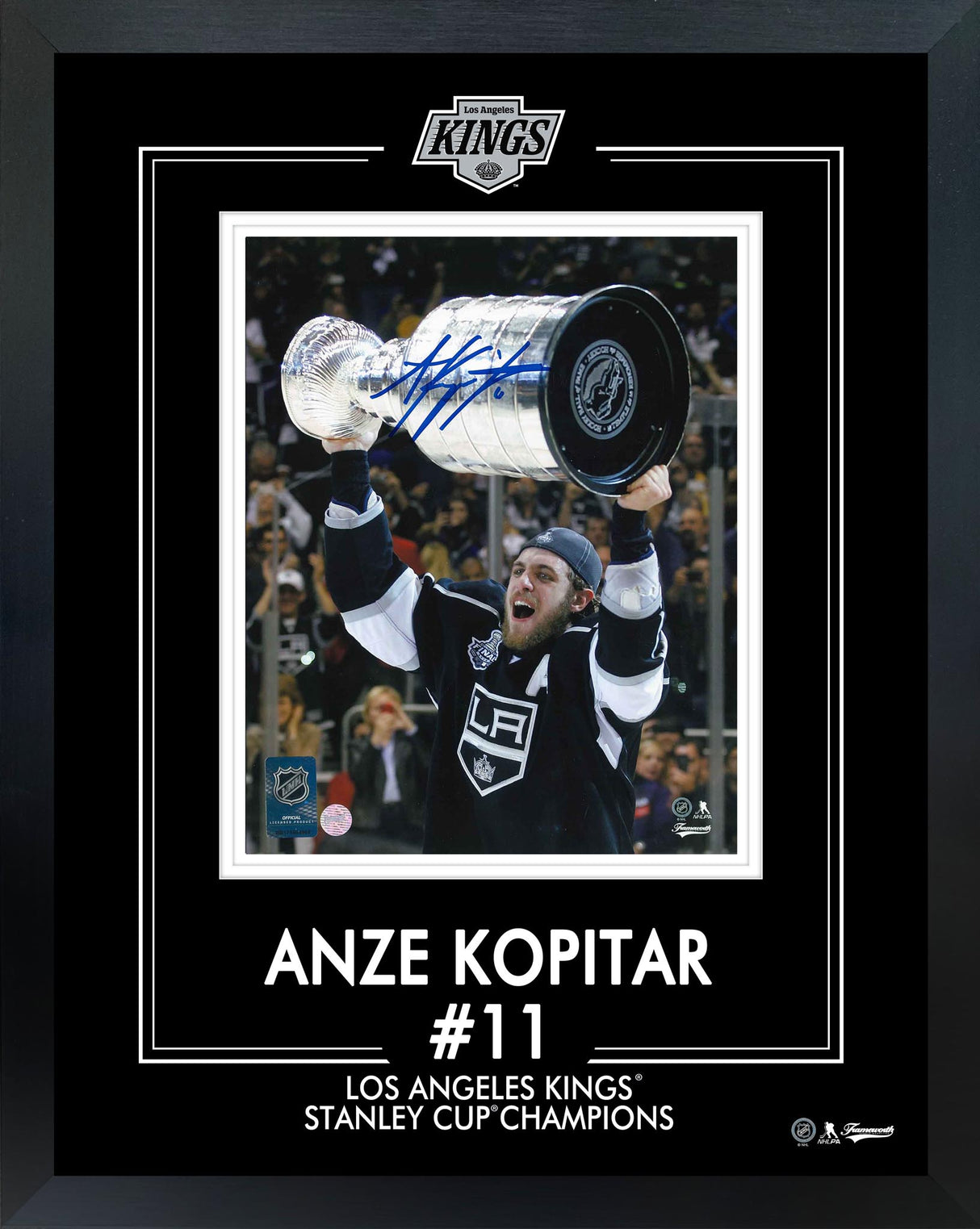 Anze Kopitar Signed 8x10 PhotoGlass Frame Los Angeles Kings 2012 Stanley Cup Raising