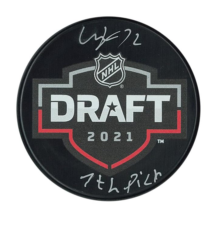 William Eklund Signed Draft Puck with "7th Pick" Inscription