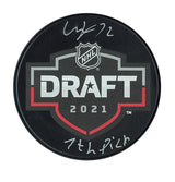William Eklund Signed Draft Puck with "7th Pick" Inscription