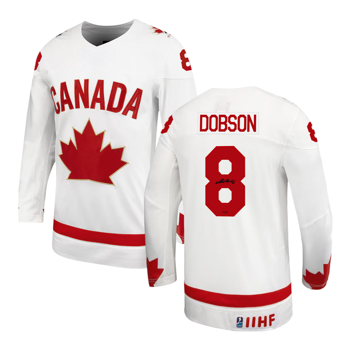 Noah Dobson Signed 2025 World Hockey Championship Bauer White Jersey (Limited Edition of 53)