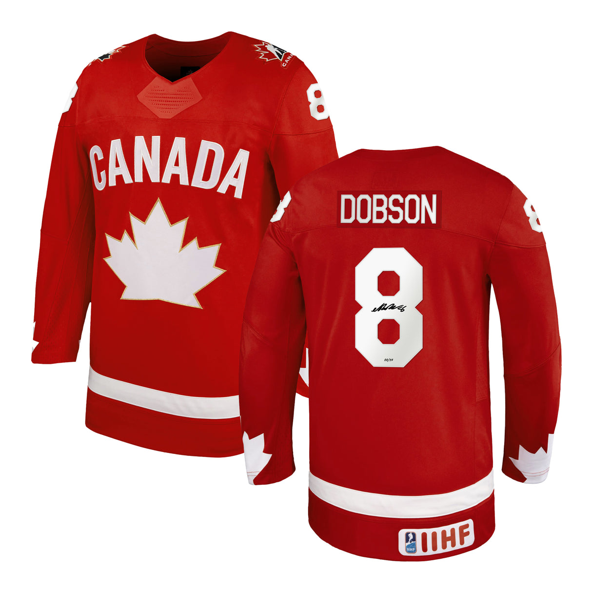 Noah Dobson Signed 2025 World Hockey Championship Bauer Red Jersey (Limited Edition of 53)