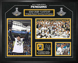 Championship collage with yellow accent matting, multi-photo layout, and mounted memorabilia openings