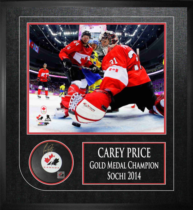 Carey Price Signed Framed Team Canada Puck