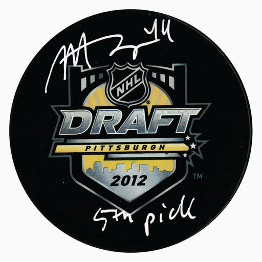 Morgan Rielly Toronto Maple Leafs Signed 2012 NHL Draft Puck with "5th Pick" Inscribed - Frameworth Sports Canada 