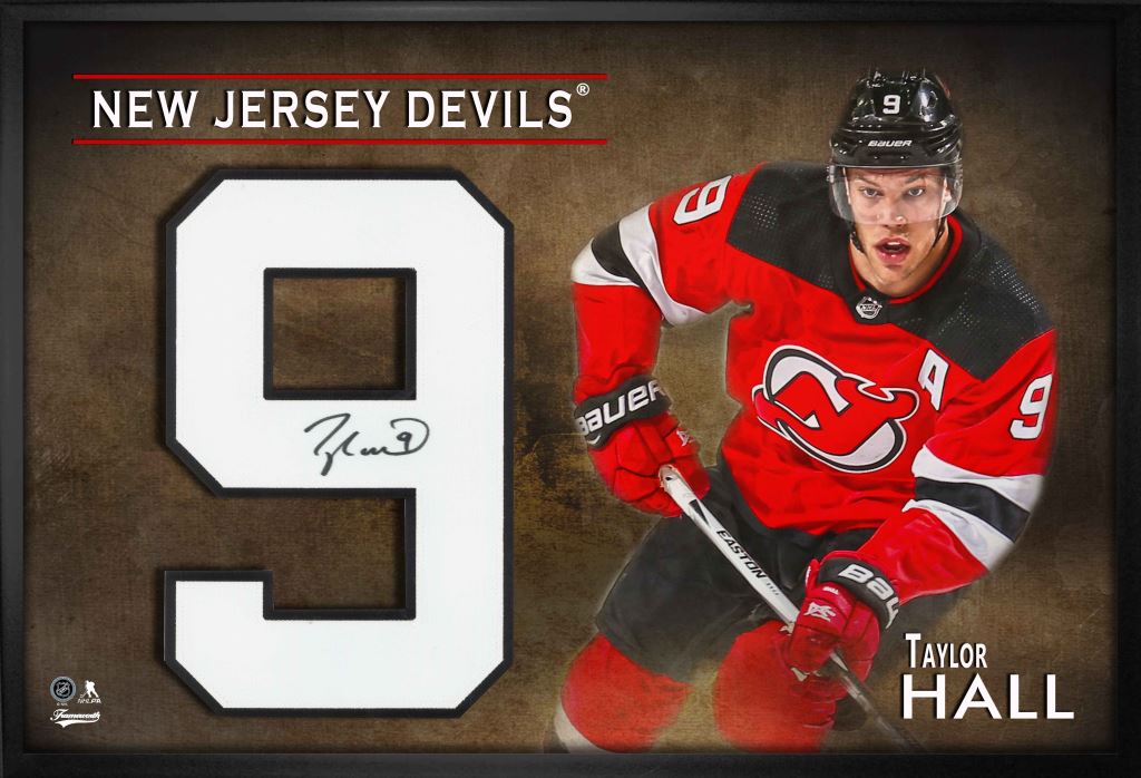 Taylor Hall Signed Jersey Number Framed Print Devils Red-H