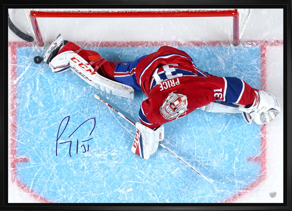 Carey Price Montreal Canadiens Signed Framed 20x29 Stretch Toe Save Canvas - Frameworth Sports Canada 