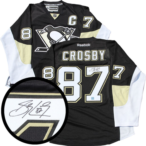 Sidney Crosby Signed Pittsburgh Penguins 2011-2016 Black and Vegas Gold Replica Reebok Jersey - Frameworth Sports Canada 