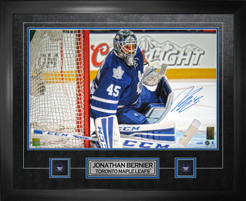 Jonathan Bernier Toronto Maple Leafs Signed Framed 16x20 Hugging Post Virtual Print