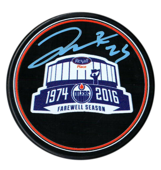 Darnell Nurse Edmonton Oilers Signed Rexall Place Farewell Season Puck - Frameworth Sports Canada 