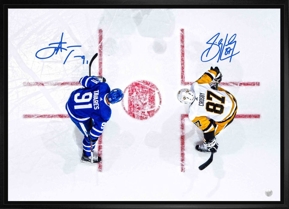 Sidney Crosby and John Tavares Dual-Signed Framed 20x29 Pittsburgh Penguins vs Toronto Maple Leafs Faceoff Canvas