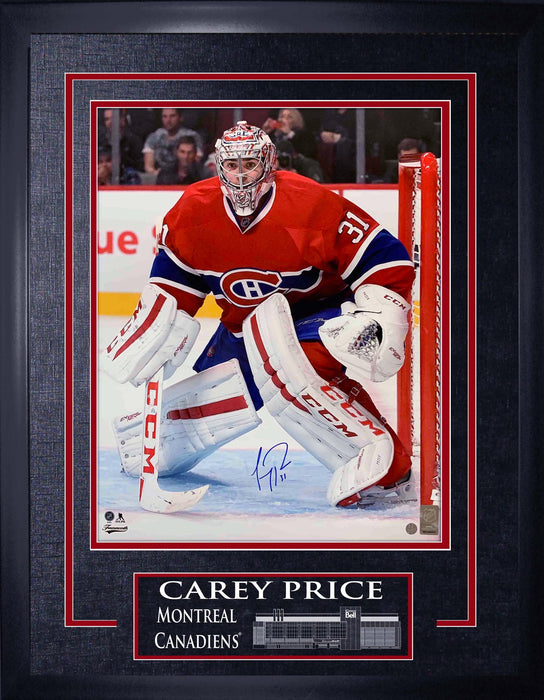 Carey Price Signed 16x20 Etched Mat Canadiens Red Action-V