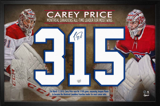 Carey Price Signed Numbers Framed 315 Wins Collage-H - Frameworth Sports Canada 