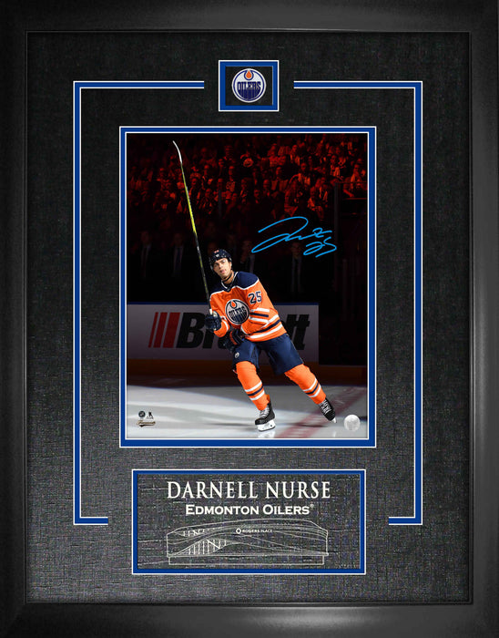 Darnell Nurse Edmonton Oilers Signed Framed 8x10 Stick Salute Photo - Frameworth Sports Canada 