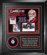 Carey Price Signed Framed Montreal Canadiens Puck with 315 Wins Collage