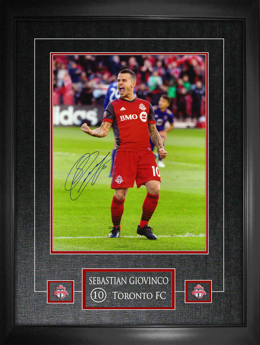 Sebastian Giovinco Toronto FC Signed Framed 11x14 Goal Celebration Photo - Frameworth Sports Canada 