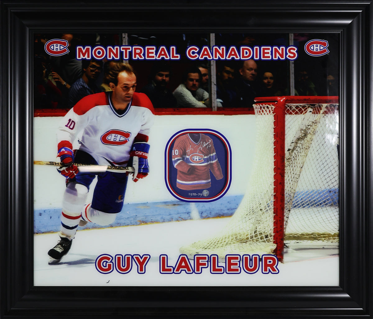 Guy Lafleur Signed Montreal Canadiens Framed 28x24 Jersey Art - AUCTION
