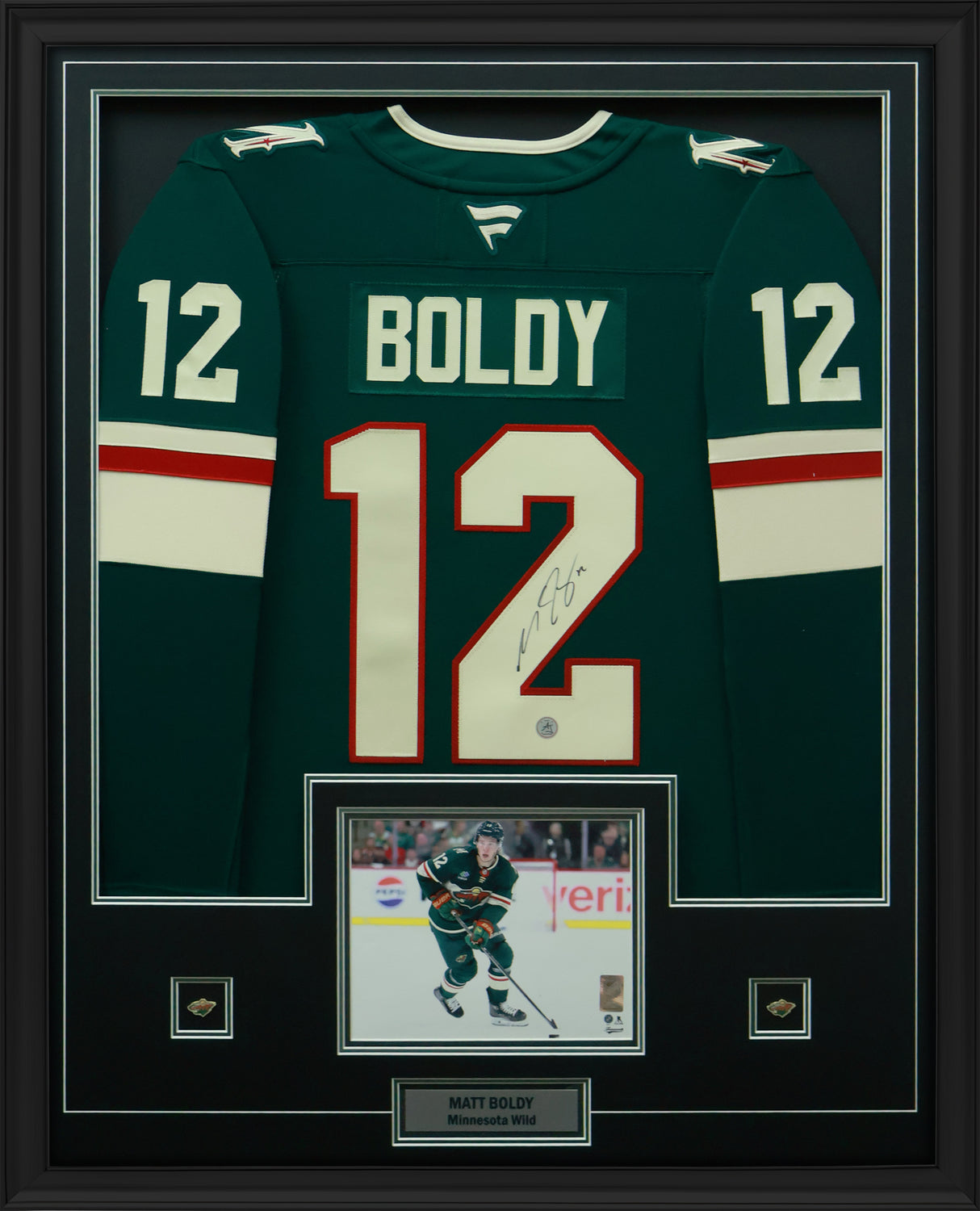 Matt Boldy Signed Minnesota Wild Framed 34x42 Home Fanatics Premium Jersey - AUCTION