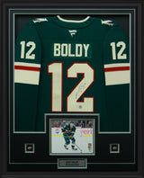 Matt Boldy Signed Minnesota Wild Framed 34x42 Home Fanatics Premium Jersey - AUCTION