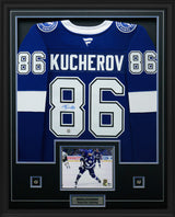 Nikita Kucherov Signed Tampa Bay Lightning Framed 34x42 Home Fanatics Premium Jersey - AUCTION