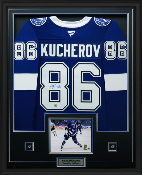 Nikita Kucherov Signed Tampa Bay Lightning Framed 34x42 Home Fanatics Premium Jersey - AUCTION