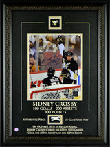 Sidney Crosby Signed Pittsburgh Penguins Framed 16x22 Photo with Game Used Net - 100 Goals / 200 Assists / 300 Points - AUCTION
