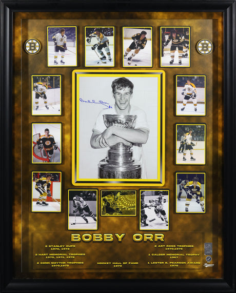 Bobby Orr Signed Boston Bruins Framed 8x10 Photo with Cards - AUCTION