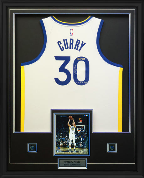 Stephen Curry Signed Framed 34x42 Golden State Warriors Nike White Association Edition Swingman Jersey Inscribed "I can do all things" - AUCTION