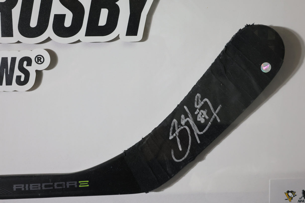 Sidney Crosby Signed Pittsburgh Penguins Framed 62x35 Game Used Broken Shaft Stick - AUCTION