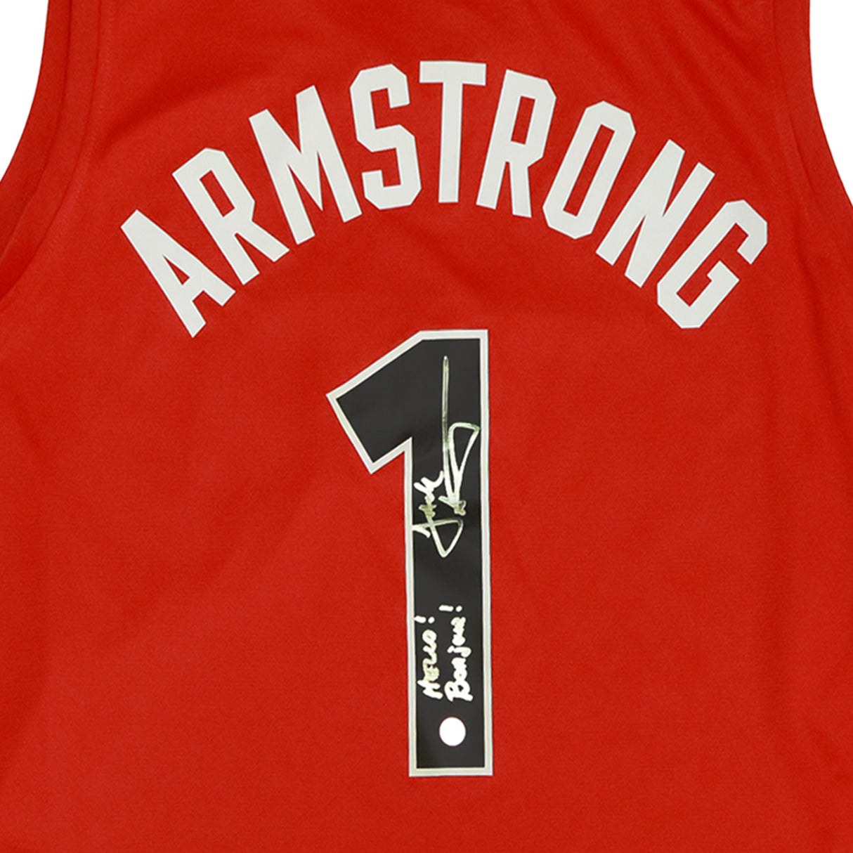 Jack Armstrong Signed Toronto Raptors Nike Replica Jersey Inscribed "Hello!" and "Bonjour!" - AUCTION