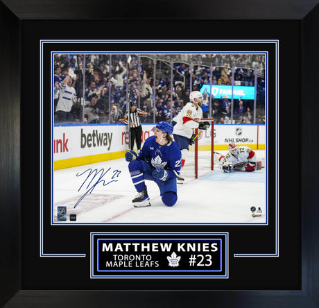 Matthews Knies Signed Framed 16x20 Photo Toronto Maple Leafs Celebration-H - AUCTION