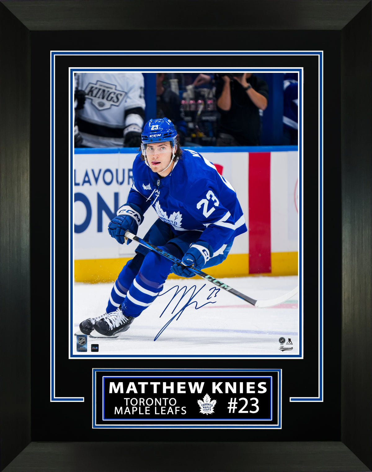 Matthews Knies Signed Framed 16x20 Photo Toronto Maple Leafs Skating-V - AUCTION