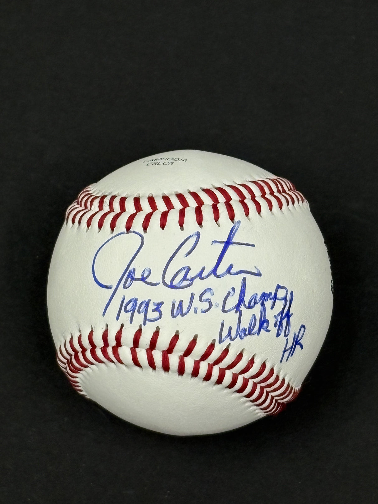 Joe Carter Signed Toronto Blue Jays Rawlings RTD1 Replica Baseball Inscribed "1993 W.S Champ Walk Off HR" - AUCTION