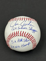 Joe Carter Signed Toronto Blue Jays Rawlings RTD1 Replica Baseball Inscribed "2x Silver Slugger, 5x All Star, 2x W.S Champ" - AUCTION
