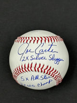 Joe Carter Signed Toronto Blue Jays Rawlings RTD1 Replica Baseball Inscribed "2x Silver Slugger, 5x All Star, 2x W.S Champ" - AUCTION