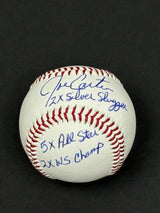 Joe Carter Signed Toronto Blue Jays Rawlings RTD1 Replica Baseball Inscribed "2x Silver Slugger, 5x All Star, 2x W.S Champ" - AUCTION