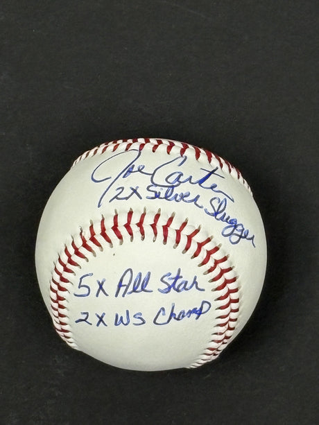 Joe Carter Signed Toronto Blue Jays Rawlings RTD1 Replica Baseball Inscribed "2x Silver Slugger, 5x All Star, 2x W.S Champ" - AUCTION