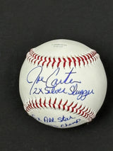 Joe Carter Signed Toronto Blue Jays Rawlings RTD1 Replica Baseball Inscribed "2x Silver Slugger, 5x All Star, 2x W.S Champ" - AUCTION