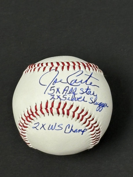 Joe Carter Signed Toronto Blue Jays Rawlings RTD1 Replica Baseball Inscribed "2x Silver Slugger, 5x All Star, 2x W.S Champ" - AUCTION