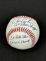 Joe Carter Signed Toronto Blue Jays Rawlings RTD1 Replica Baseball Inscribed "2x Silver Slugger, 5x All Star, 2x W.S Champ" - AUCTION