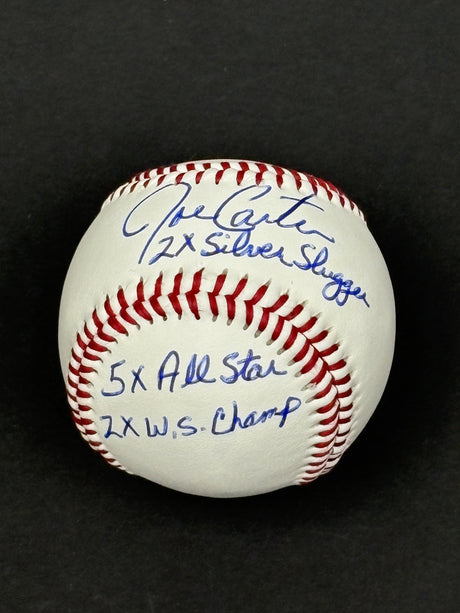 Joe Carter Signed Toronto Blue Jays Rawlings RTD1 Replica Baseball Inscribed "2x Silver Slugger, 5x All Star, 2x W.S Champ" - AUCTION