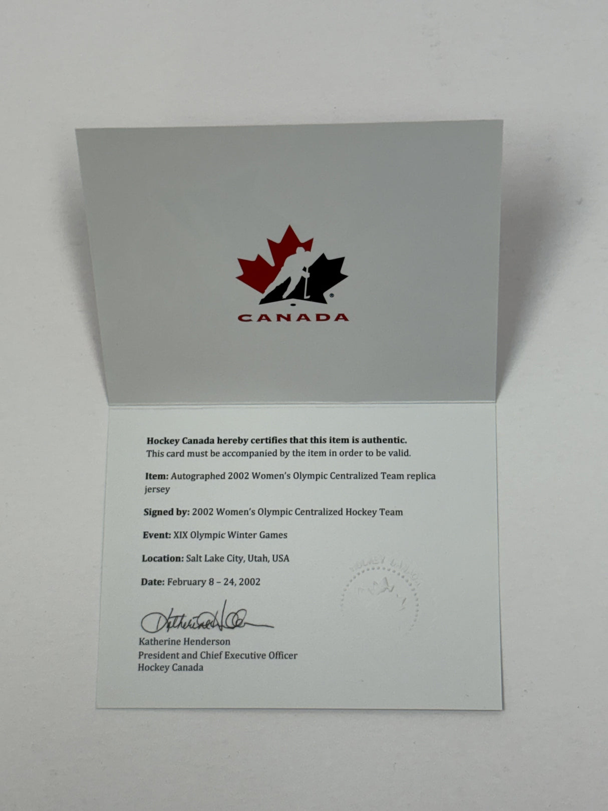 2002 Women's Team Canada Signed Olympic Centralized Hockey Team Nike Replica Jersey - AUCTION