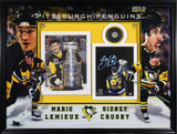 Sidney Crosby and Mario Lemieux Signed Pittsburgh Penguins Photoglass Framed 8x10 Photos - AUCTION