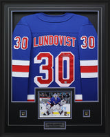 Henrik Lundqvist Signed New York Rangers Framed 34x42 Home Fanatics Breakaway Jersey - AUCTION