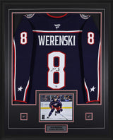 Zach Werenski Signed Columbus Blue Jackets Framed 34x42 Home Fanatics Premium Jersey - AUCTION