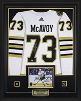 Charlie McAvoy Signed Boston Bruins Framed 34x42 Adidas Authentic Jersey - AUCTION